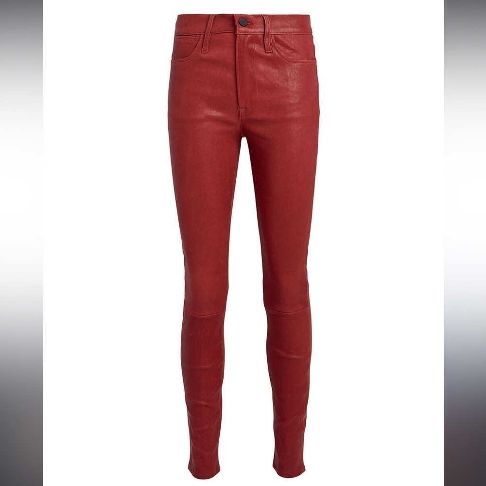 FRAME
Le High Skinny Leather Pants in Rust Red Orange, size 27